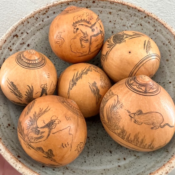 Antique lanzou carved etched gourd Chinese Zodiac year of rooster folk art - Picture 11 of 11